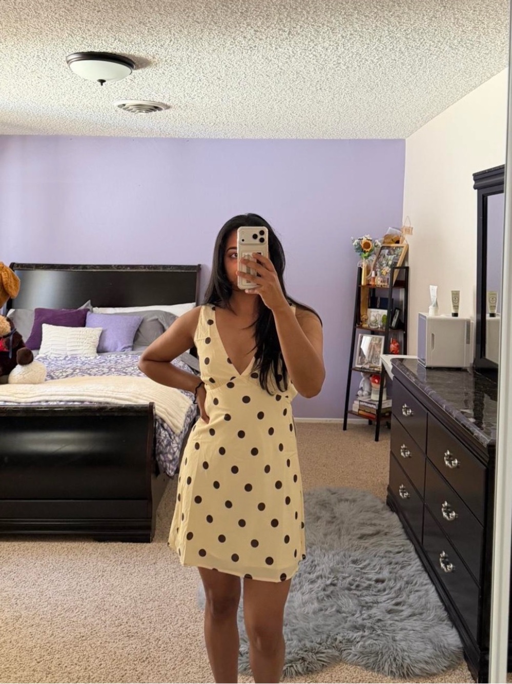 Princess Polly Cream Polka Dot V-Neck Dress - Picture 3 of 3